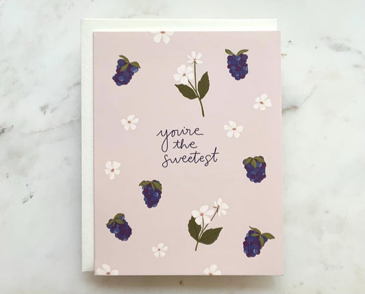 Blackberry Greeting Card | You're the Sweetest | Blank Card | Fruit Cards