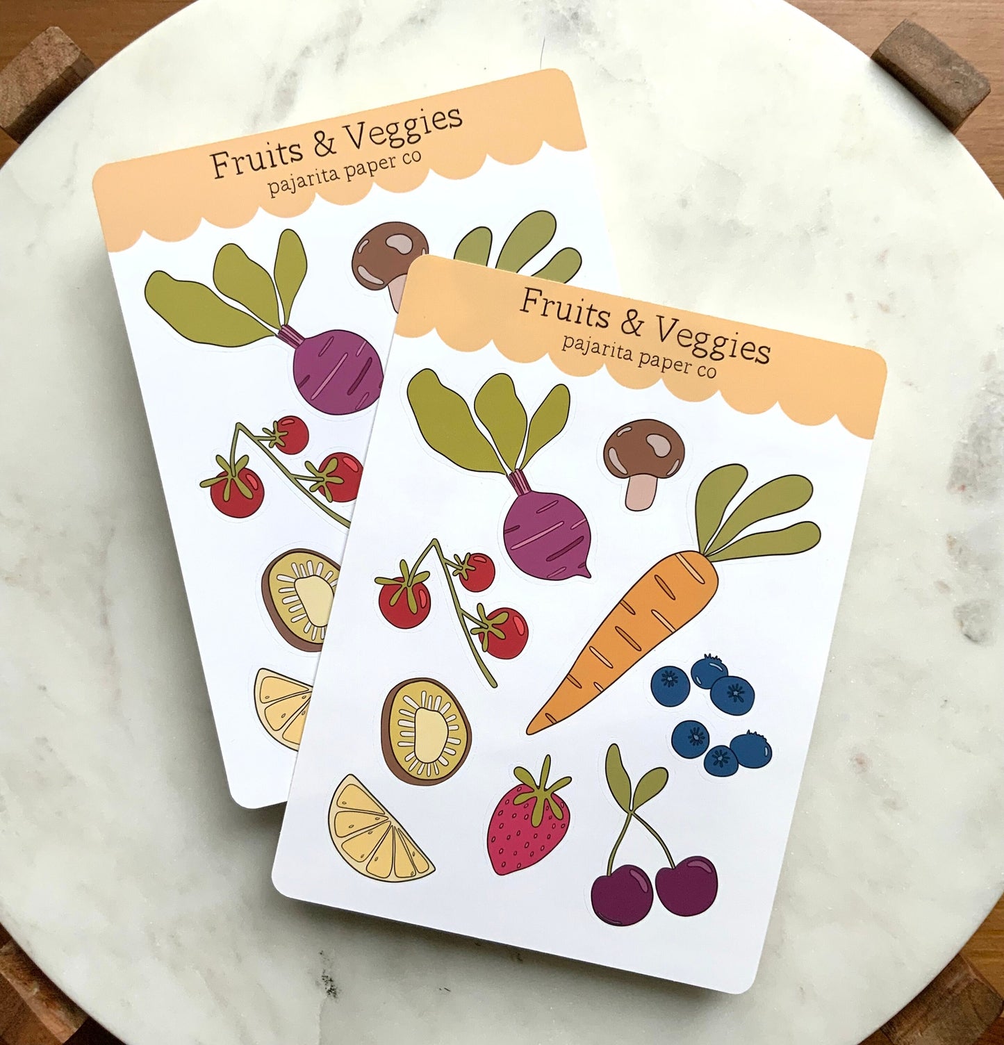 Fruit and Veggies Sticker Sheet | Journaling Stickers | Planner Paper Stickers