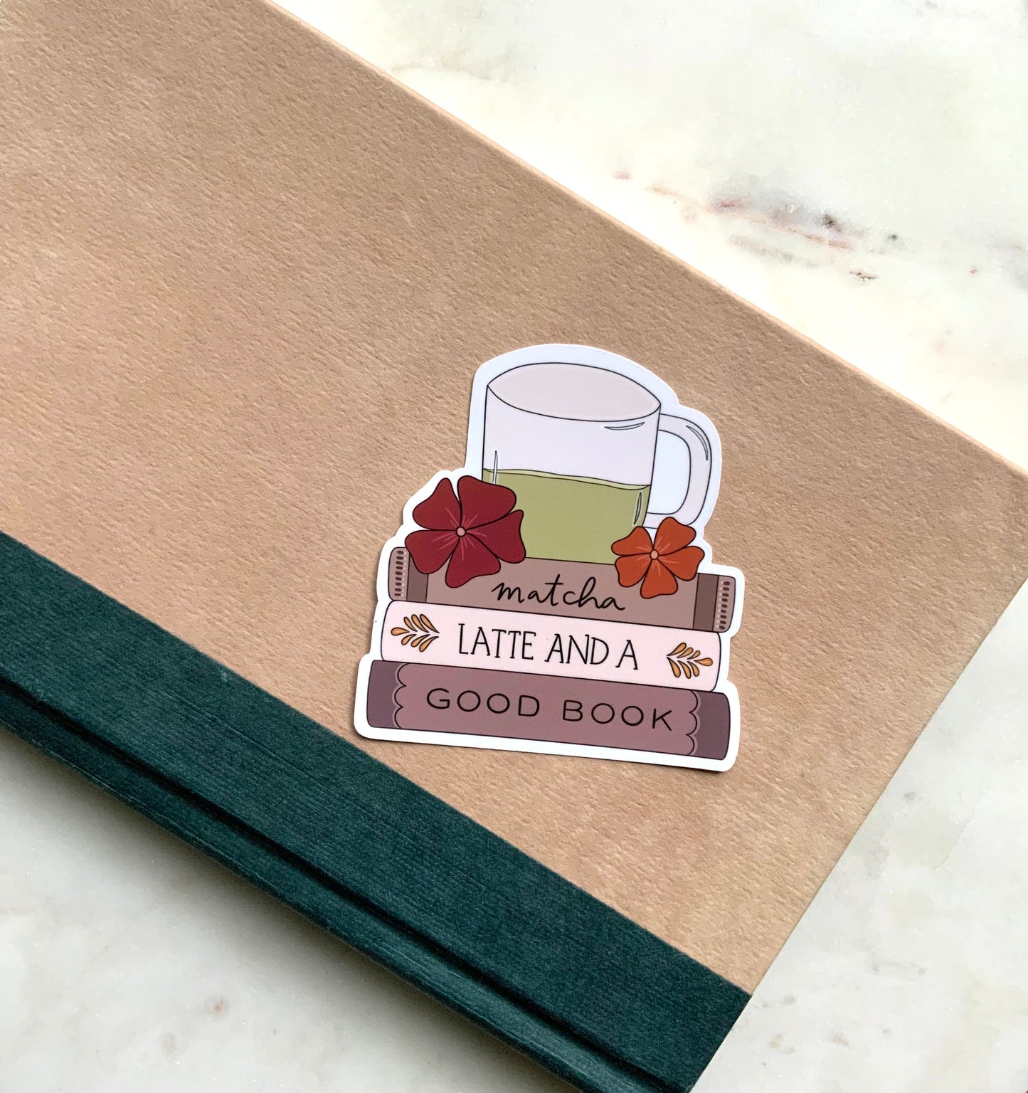 Matcha Latte & a Good Book Sticker | Book Stickers | Matcha Stickers |