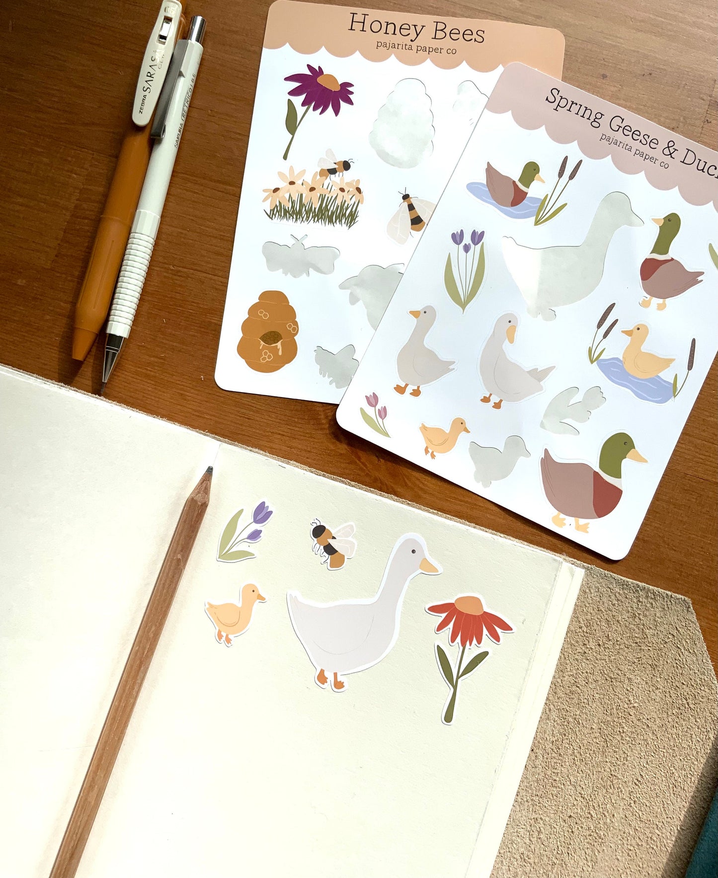 Spring Geese and Duck Sticker Sheet| Spring Stickers | Journaling Stickers | Bird Stickers | Kids Stickers