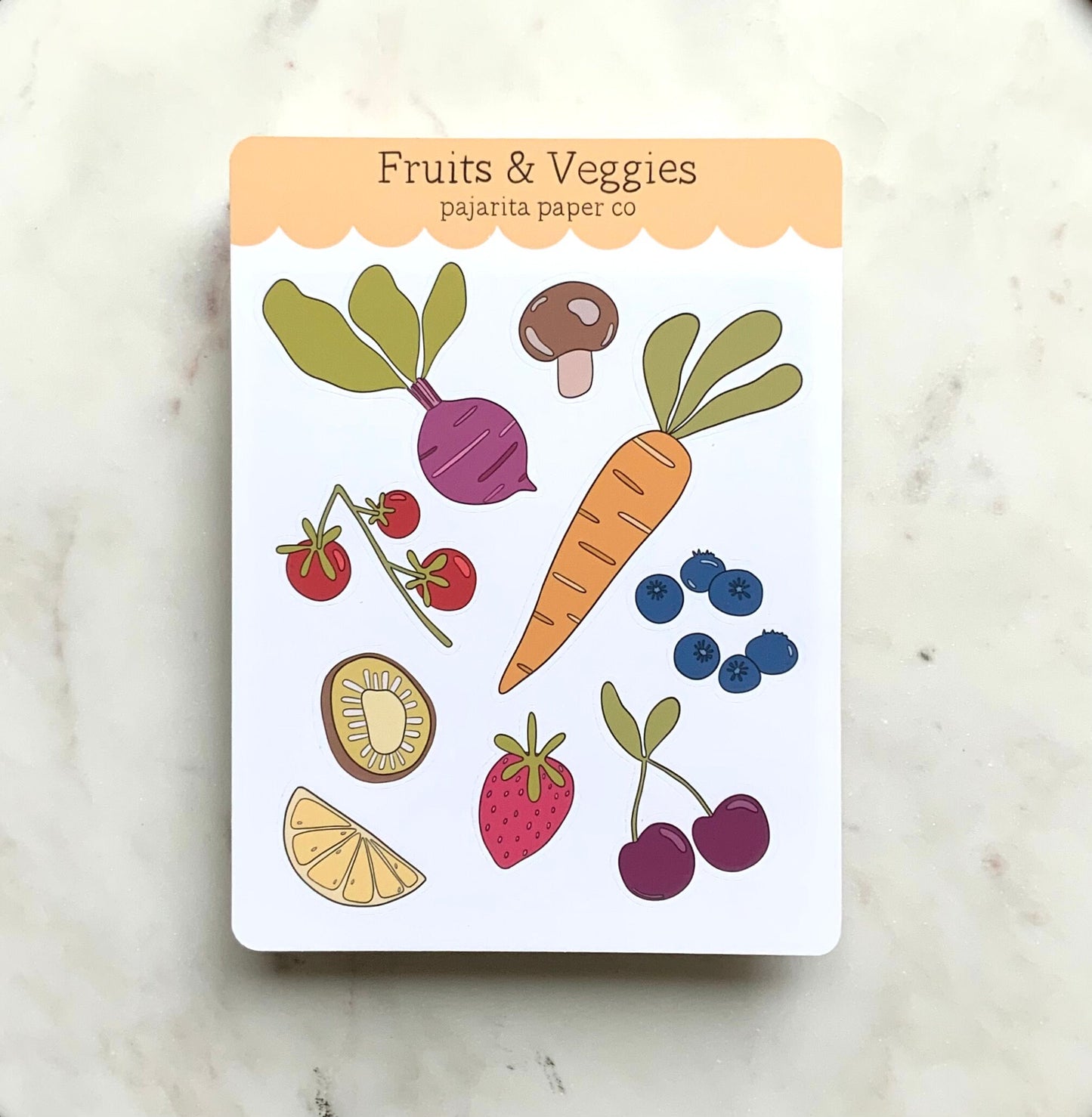 Fruit and Veggies Sticker Sheet | Journaling Stickers | Planner Paper Stickers