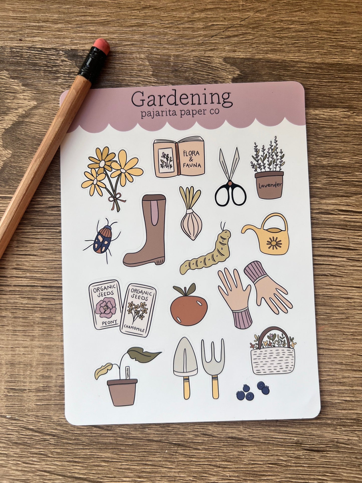 Gardening Sticker Sheet | Journaling Stickers | Planner Paper Stickers