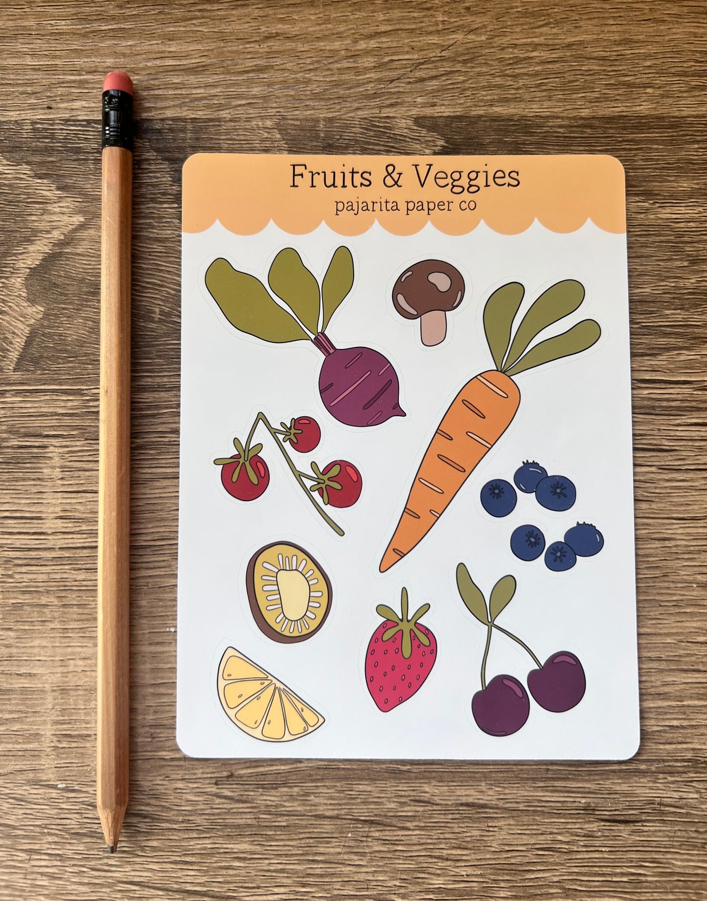 Fruit and Veggies Sticker Sheet | Journaling Stickers | Planner Paper Stickers