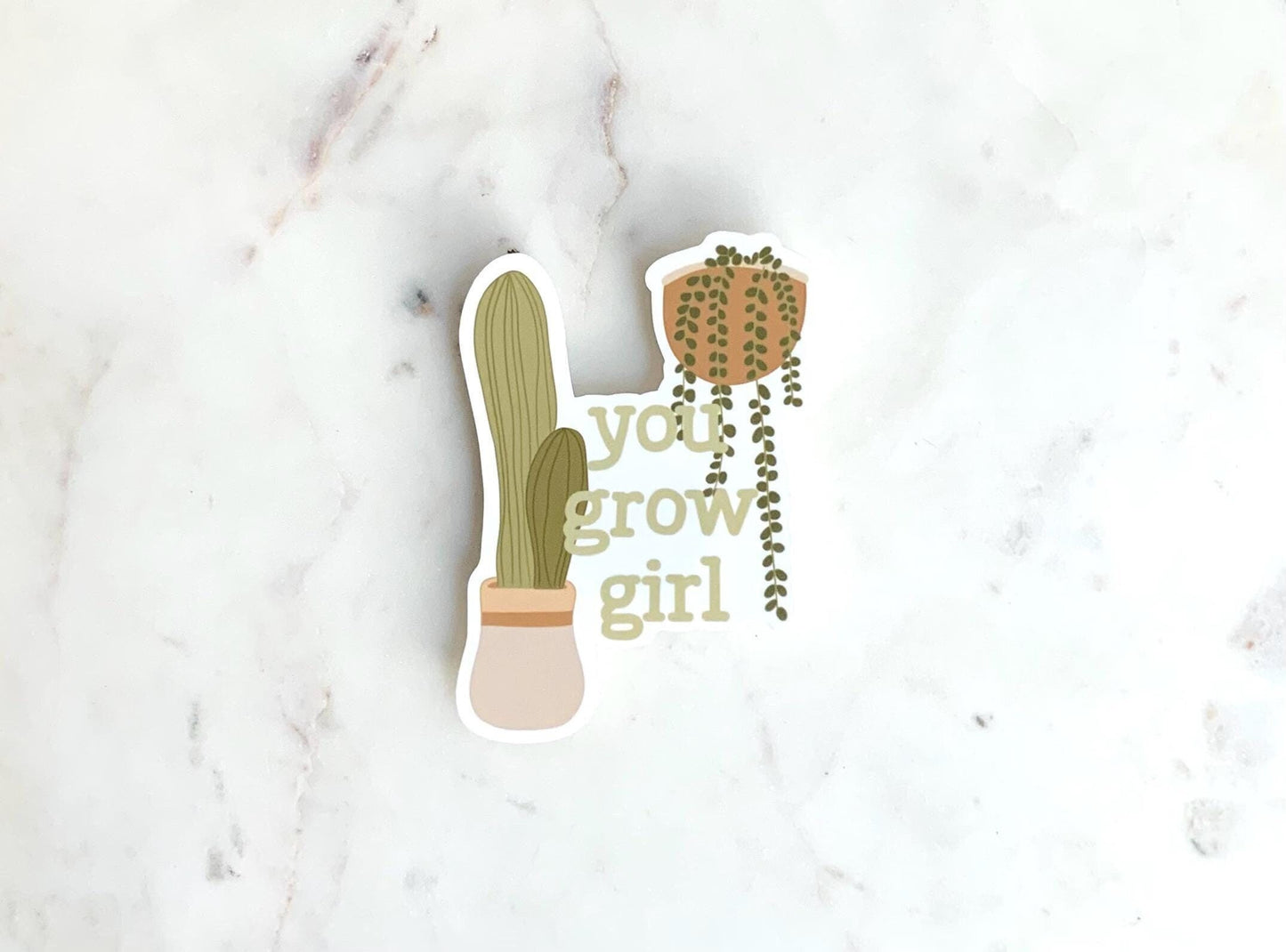 You Grow Girl Sticker | White Background | Plant Stickers | Plant Lovers | Water Bottle Stickers