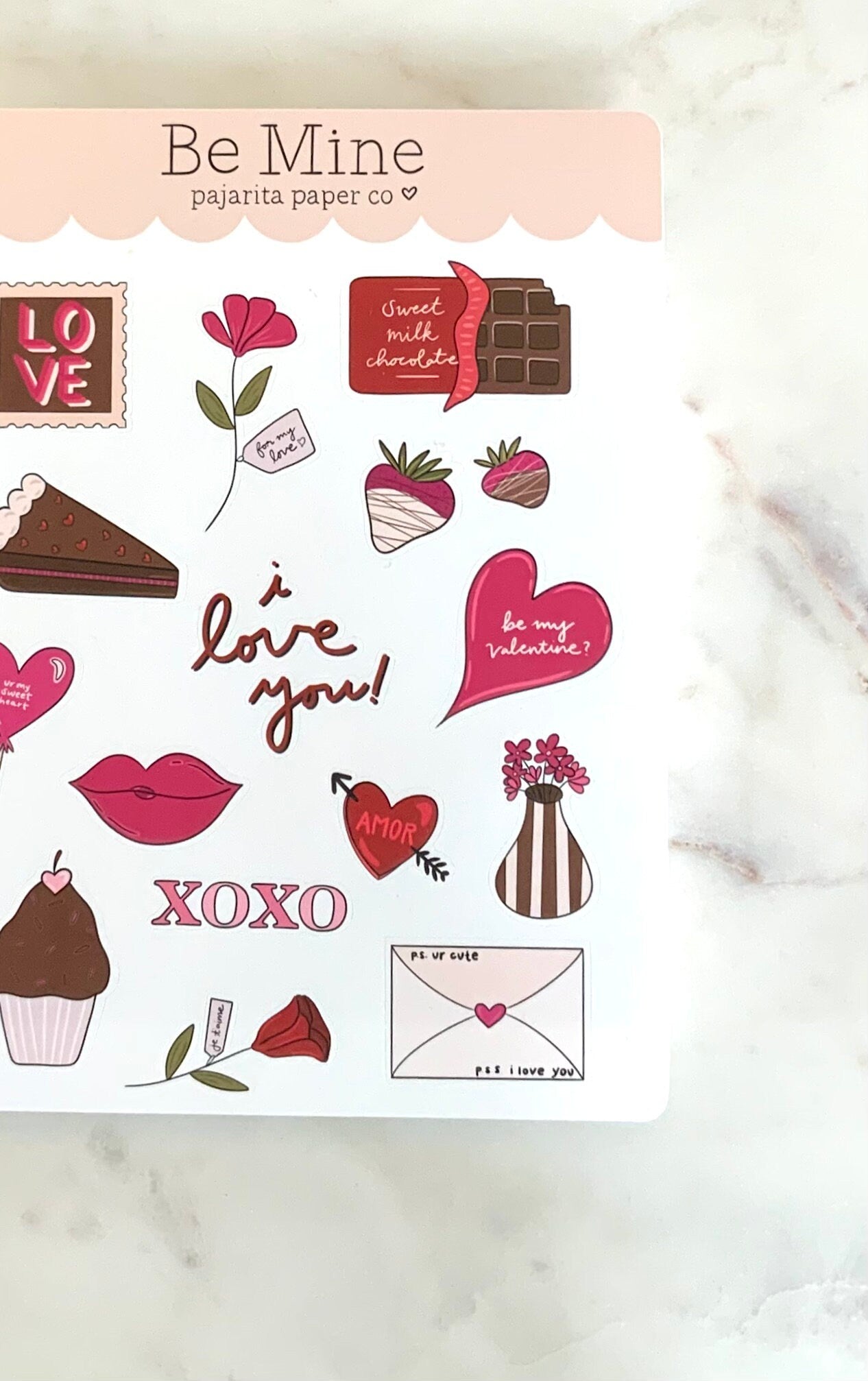 Be Mine Valentine Sticker Sheet | Valentine Stickers | Journaling Stickers | Planner Paper Stickers | Kids Stickers