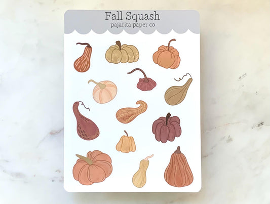 Fall Squash Sticker Sheet | Kids Stickers | Pumpkin Theme | Journaling Stickers