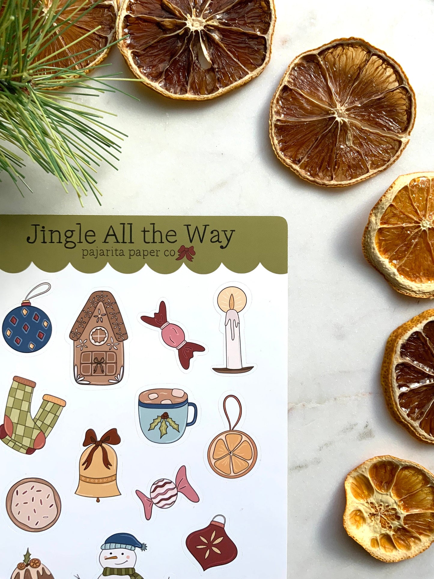 Jingle All the Way Holiday Sticker Sheet | Journaling Stickers | Planner Paper Stickers | Christmas Kids Stickers