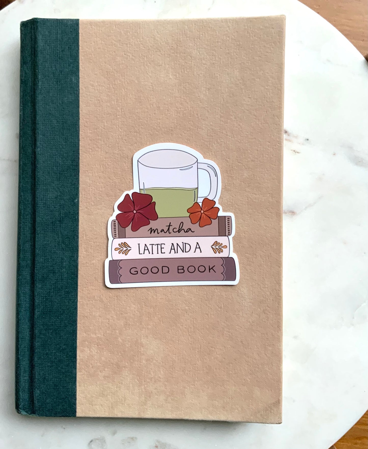 Matcha Latte & a Good Book Sticker | Book Stickers | Matcha Stickers |