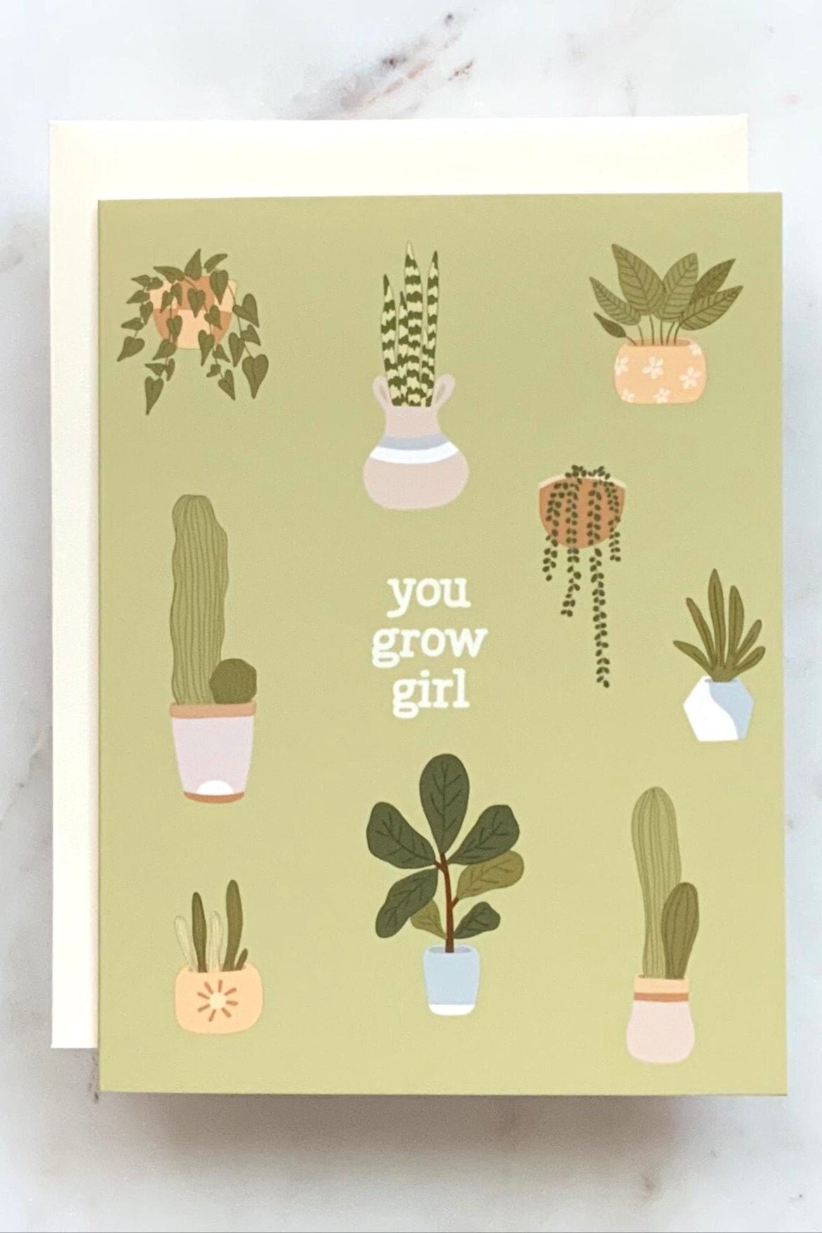 You Grow Girl Greeting Card | Plant Theme Card | Blank Cards | Inspirational Cards