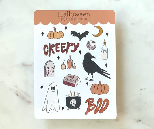 Halloween Sticker Sheet | Spooky Theme | Journaling Stickers | Planner Stickers | Kids Stickers