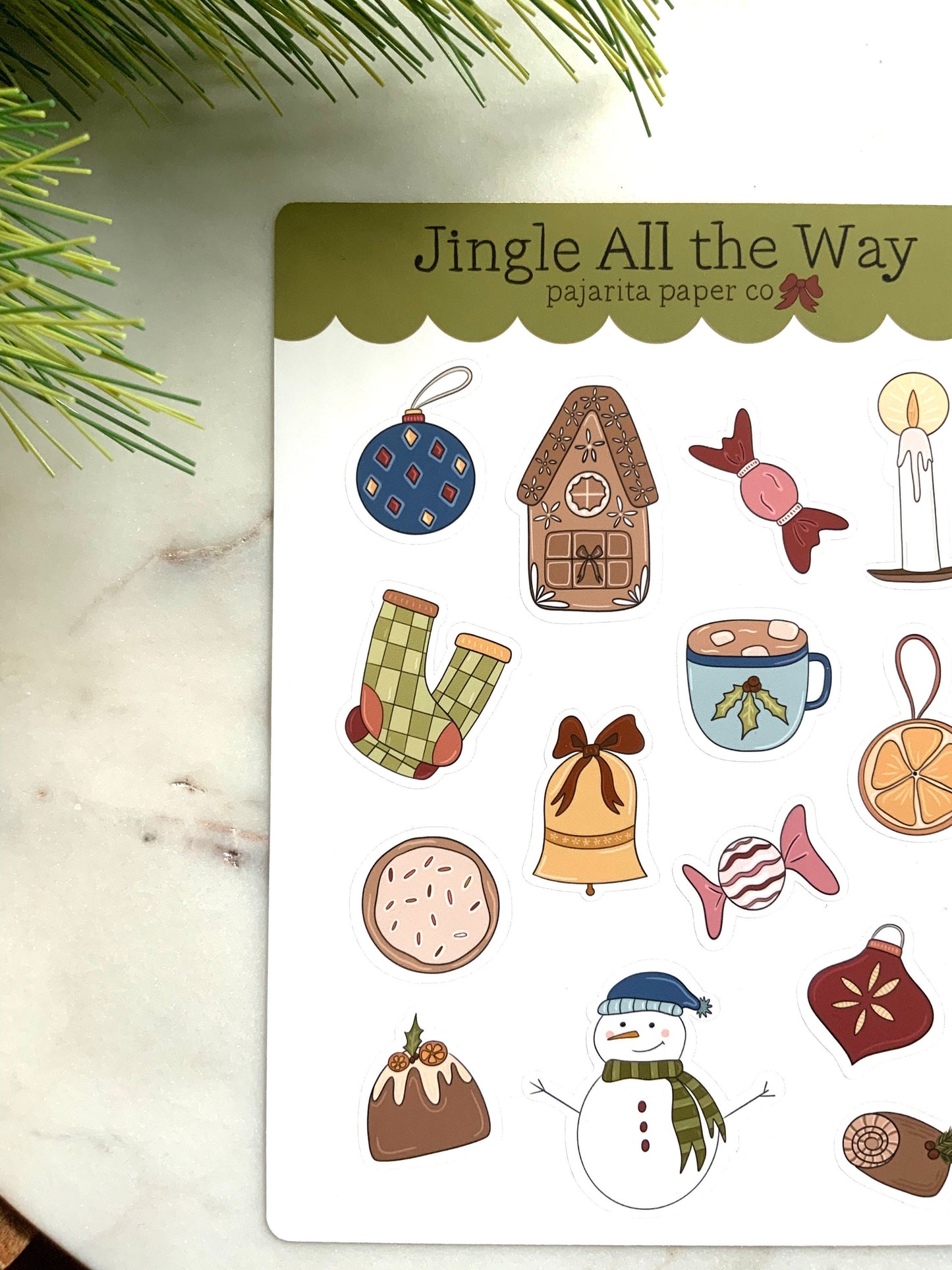 Jingle All the Way Holiday Sticker Sheet | Journaling Stickers | Planner Paper Stickers | Christmas Kids Stickers