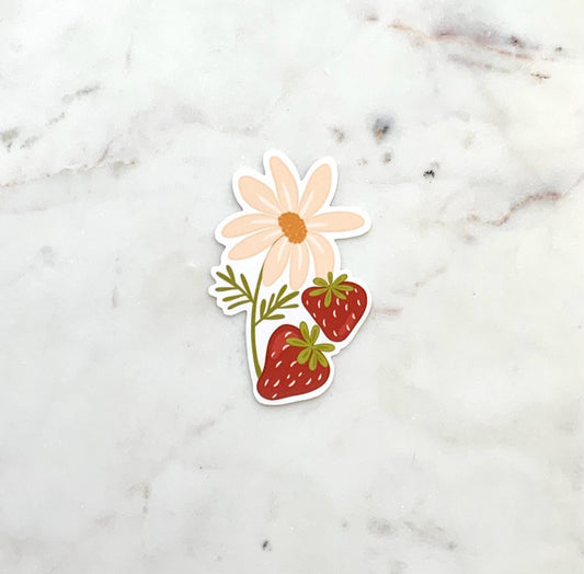 Strawberry Flower Sticker | Fruit Stickers | Laptop Stickers