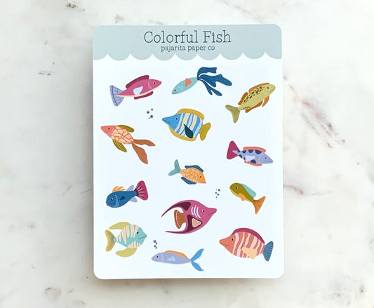 Colorful Fish Sticker Sheet | Kids Sticker Sheets | Ocean Theme Stickers | Fish Theme