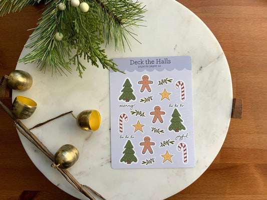 Deck the Halls Holiday Sticker Sheet | Journaling Stickers | Planner Paper Stickers